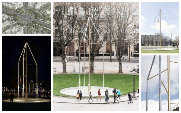 Elysée-field fountains in Paris - NAB masts made by spuncasting process several views of the new fountains of the elysées fields in Paris made by the Bouroullec brothers. The masts of these fountains are hollow tubes centrifugally cast and welded together - The Aluminium Bronze alloy was chosen for its mechanical properties, its excellent corrosion resistance and its unique colour.